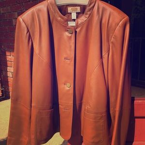 Talbots Brown Leather Woman’s Petite Jacket 16WP